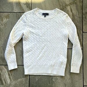 🤍 Karen Scott Cable Knit Crewneck Sweater Size medium white Cotton